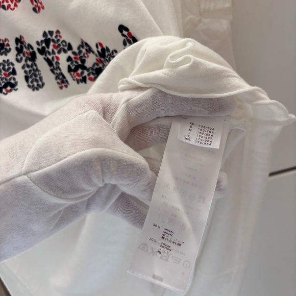 Louis Vuitton White Sheer T-Shirt LV Logo Navy Red Heart XS Made in Italy - Picture 5 of 7